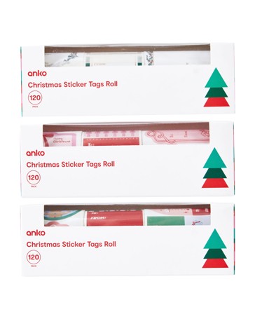 Anko 120 Pack Christmas Sticker Tags Roll - Assorted