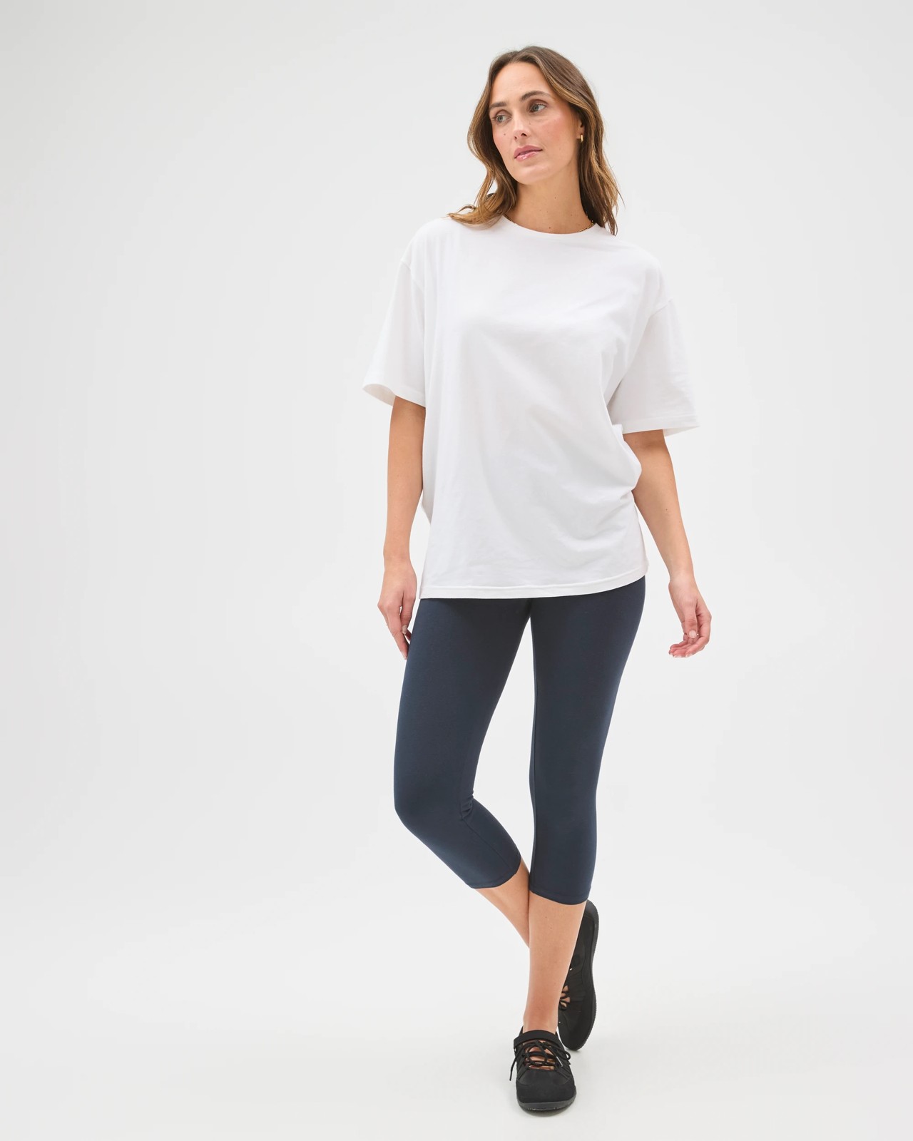 Active Australian Cotton 3/4 Length Stretch Leggings - Navy Blue 4 of 5