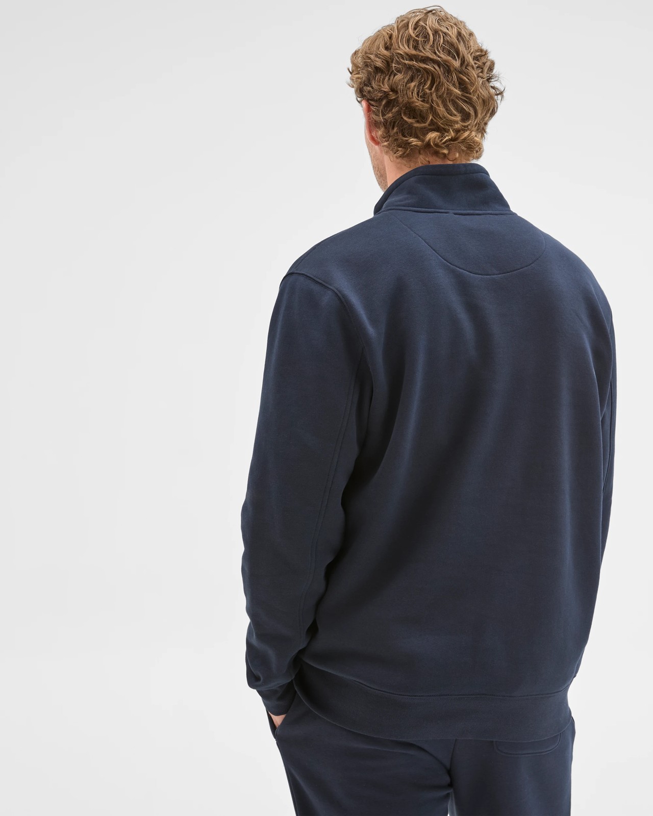 Australian Cotton Blend Fleece Half Zip Top - Navy 6 of 6