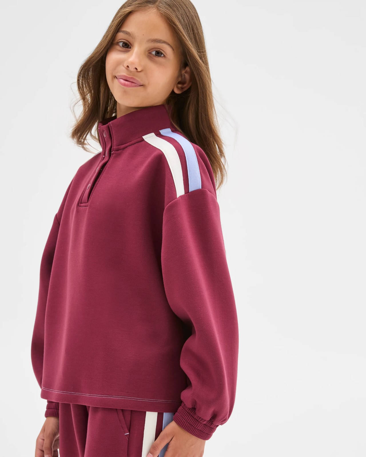 Scuba Fleece Balloon Sleeve Jumper - Burgundy 3 of 6