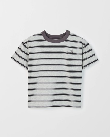 Australian Cotton Oversized Embroidered Stripe T-Shirt