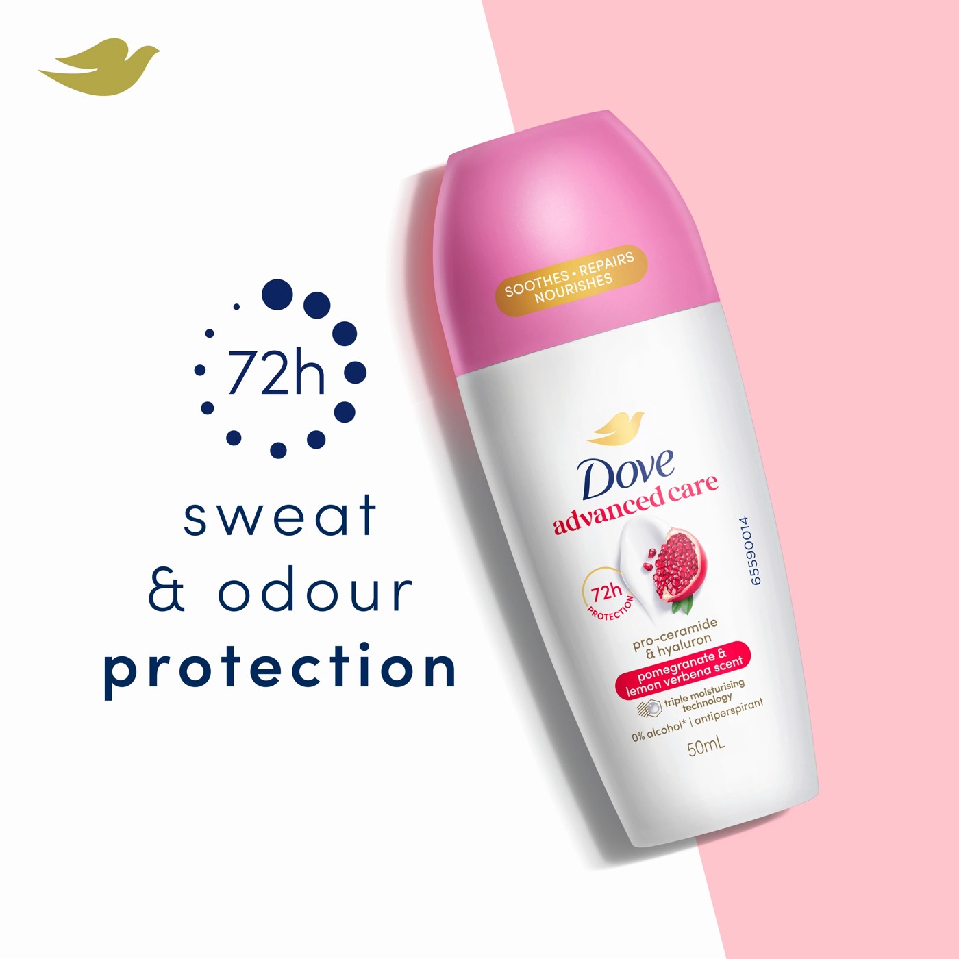 Dove Advanced Care Go Fresh Antiperspirant Deodorant Roll-On 50ml - Pro-Ceramide and Calendula, Pomegranate Scent 3 of 6