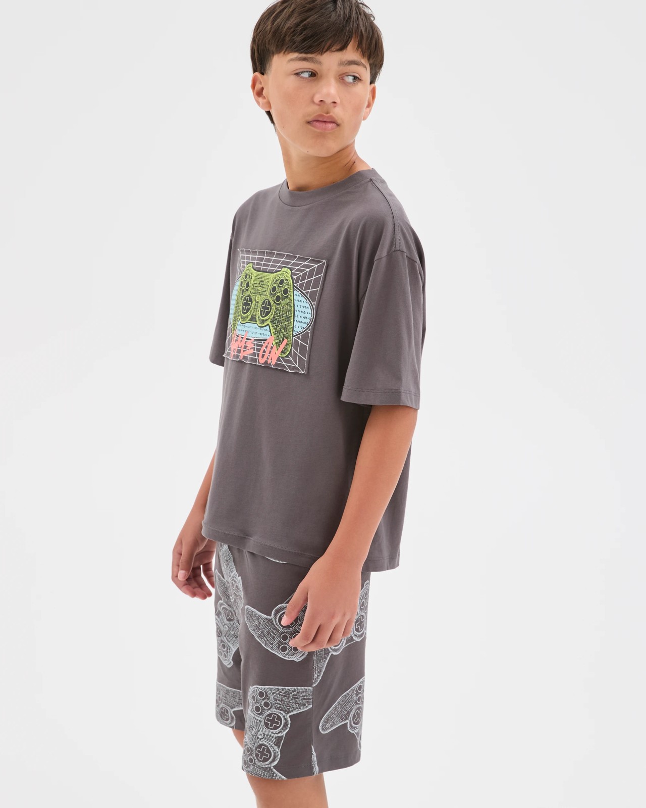 Australian Cotton Older Boys Oversized Applique Knit Pyjama Set - Gaming 3 of 6