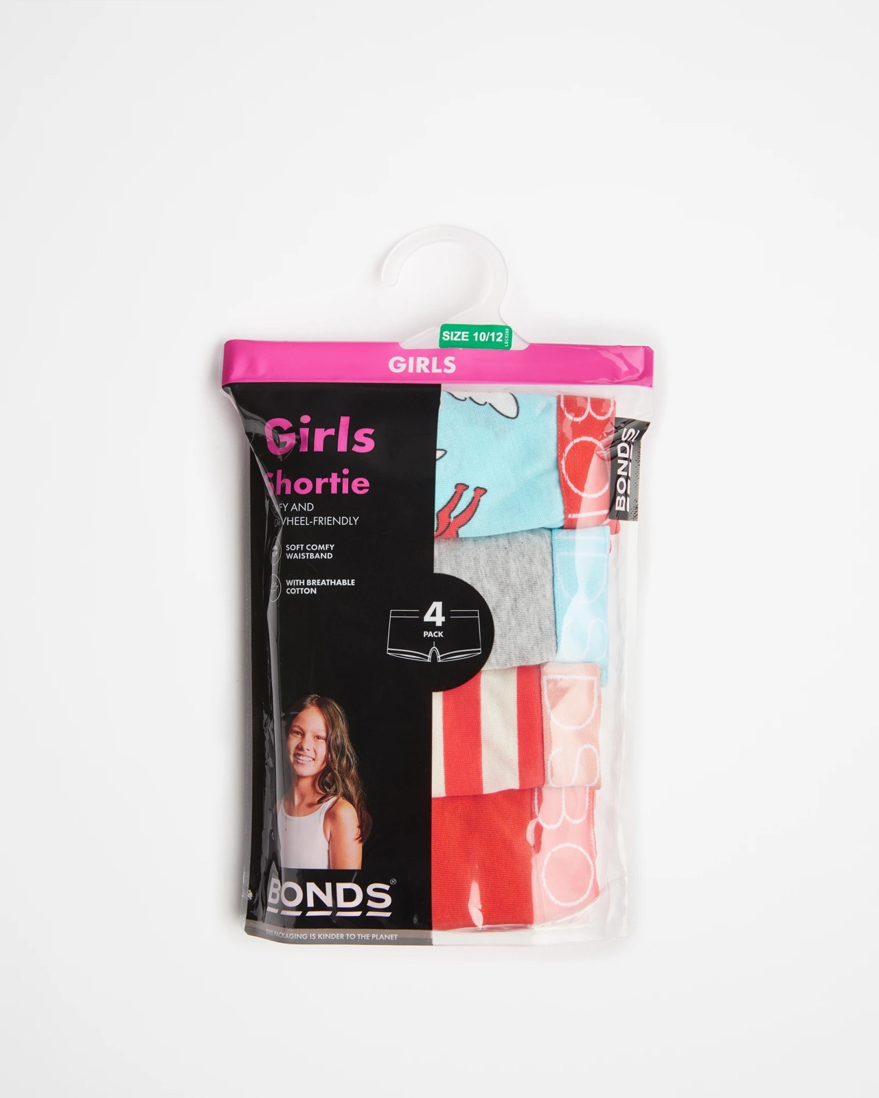 Bonds Girls Shortie 4 Pack, Girls Underwear