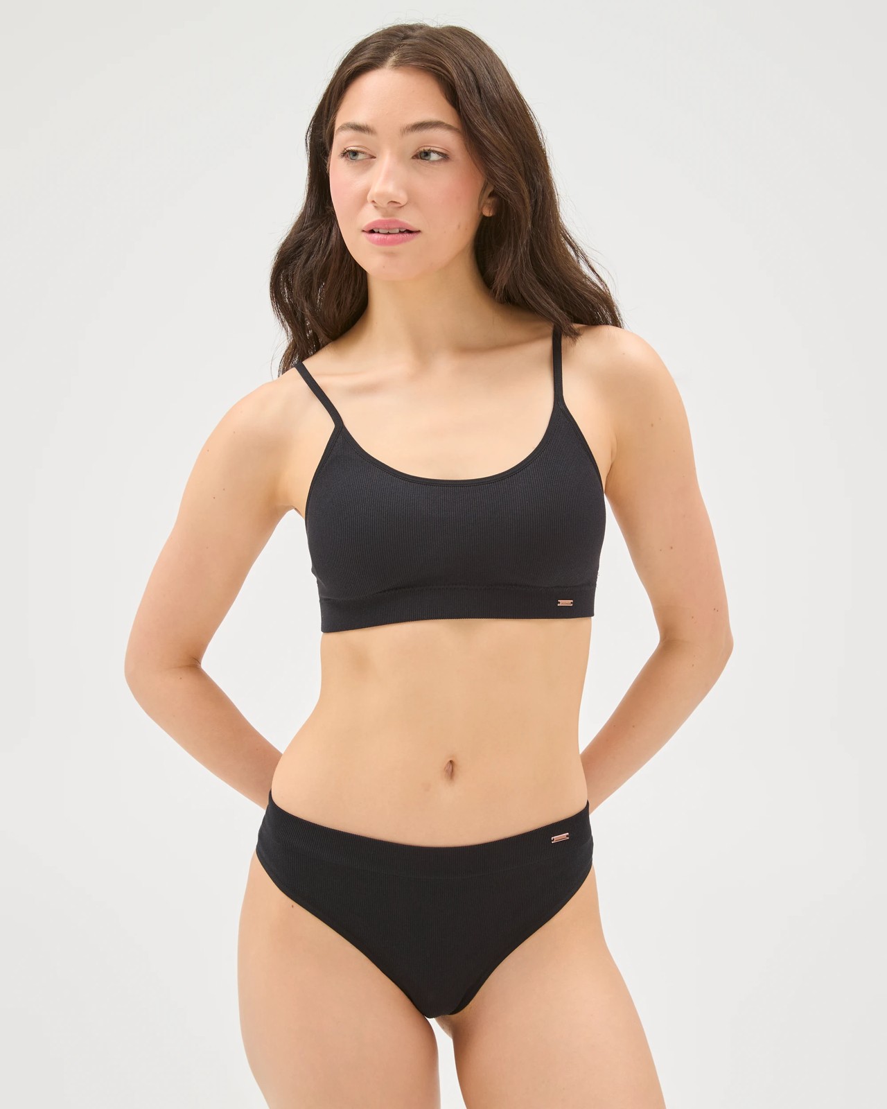 Lily Loves 2 Pack Rib Seamfree High Waist G-String Briefs - Black 4 of 5
