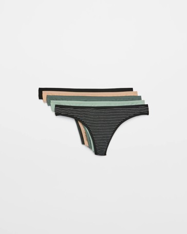Womens Australian Cotton Blend G-String Briefs 5 Pack