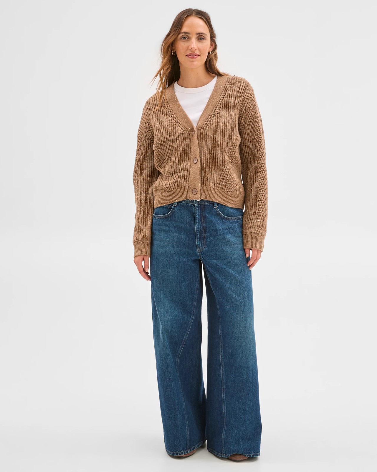 Australian Cotton Blend V-Neck Knit Cardigan - Partridge 2 of 6