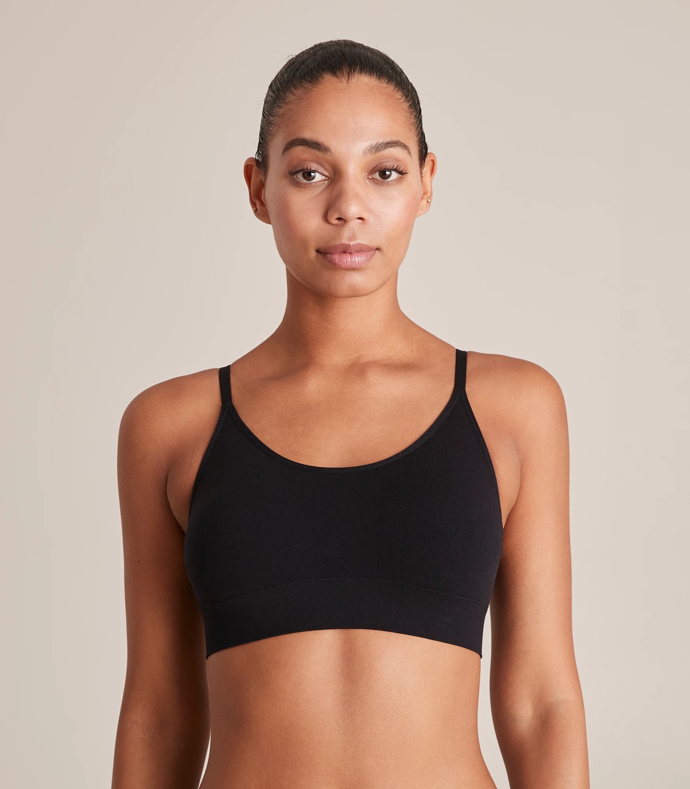 Cotton:On seamless button crop top bra in black