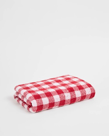 Christmas Georgie Australian Cotton Gingham Bath Towel - Red
