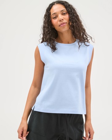Australian Cotton Extended Shoulder Muscle Tank Top