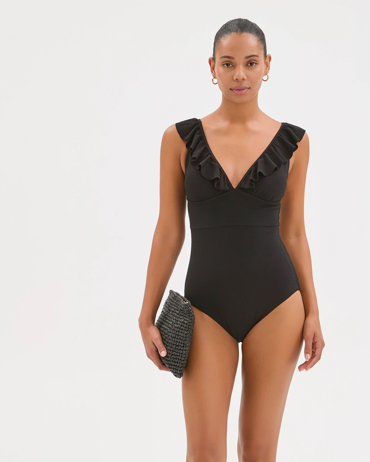 Shape Your Body Resort V-Neck Frill Soft Textured One-Piece Swimsuit 2 of 6
