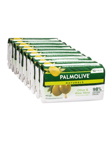 Palmolive Naturals Moisture Care Bar Soap, Olive & Aloe Vera - 10 Pack