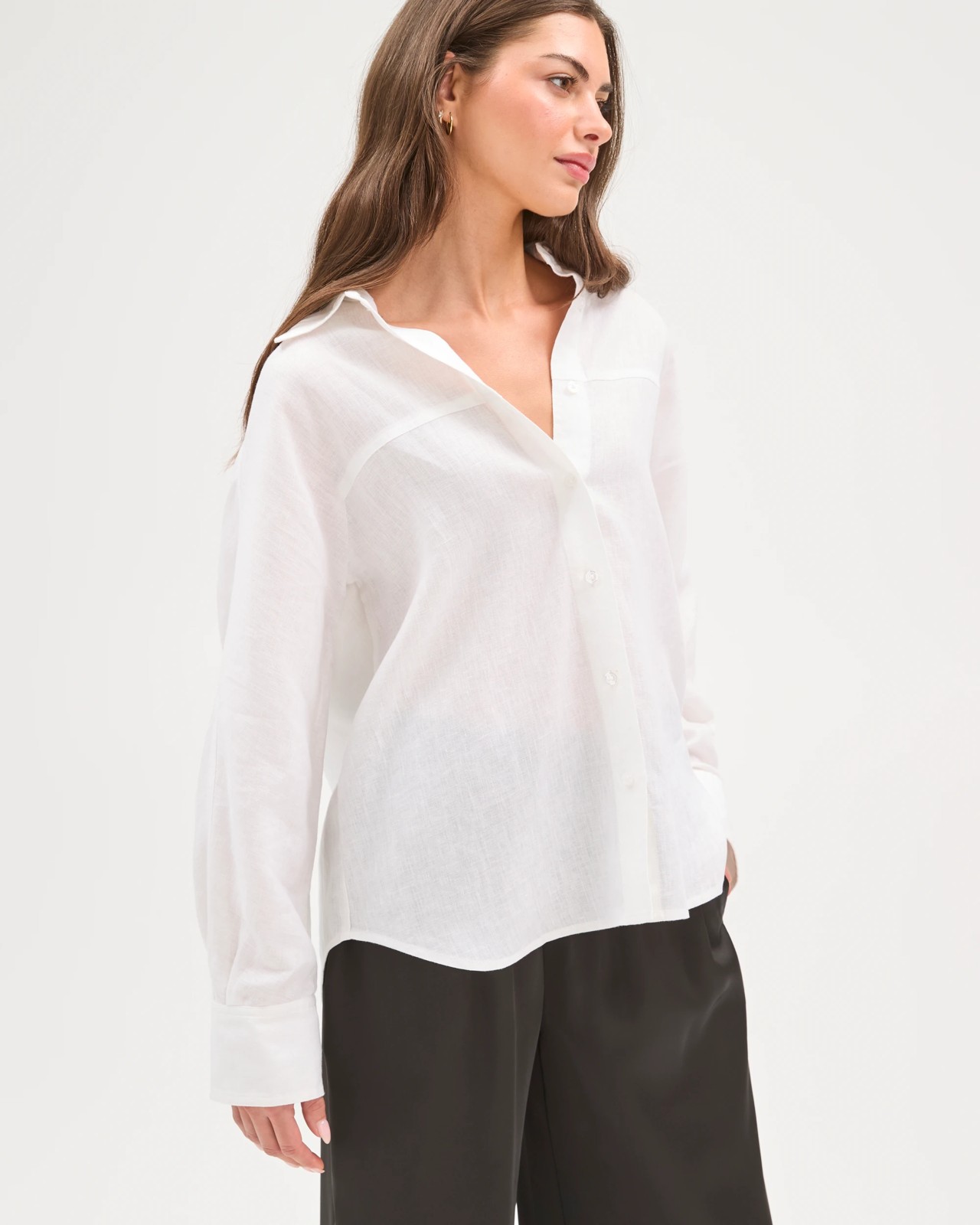 Petites European Linen Seamed Shirt 5 of 5