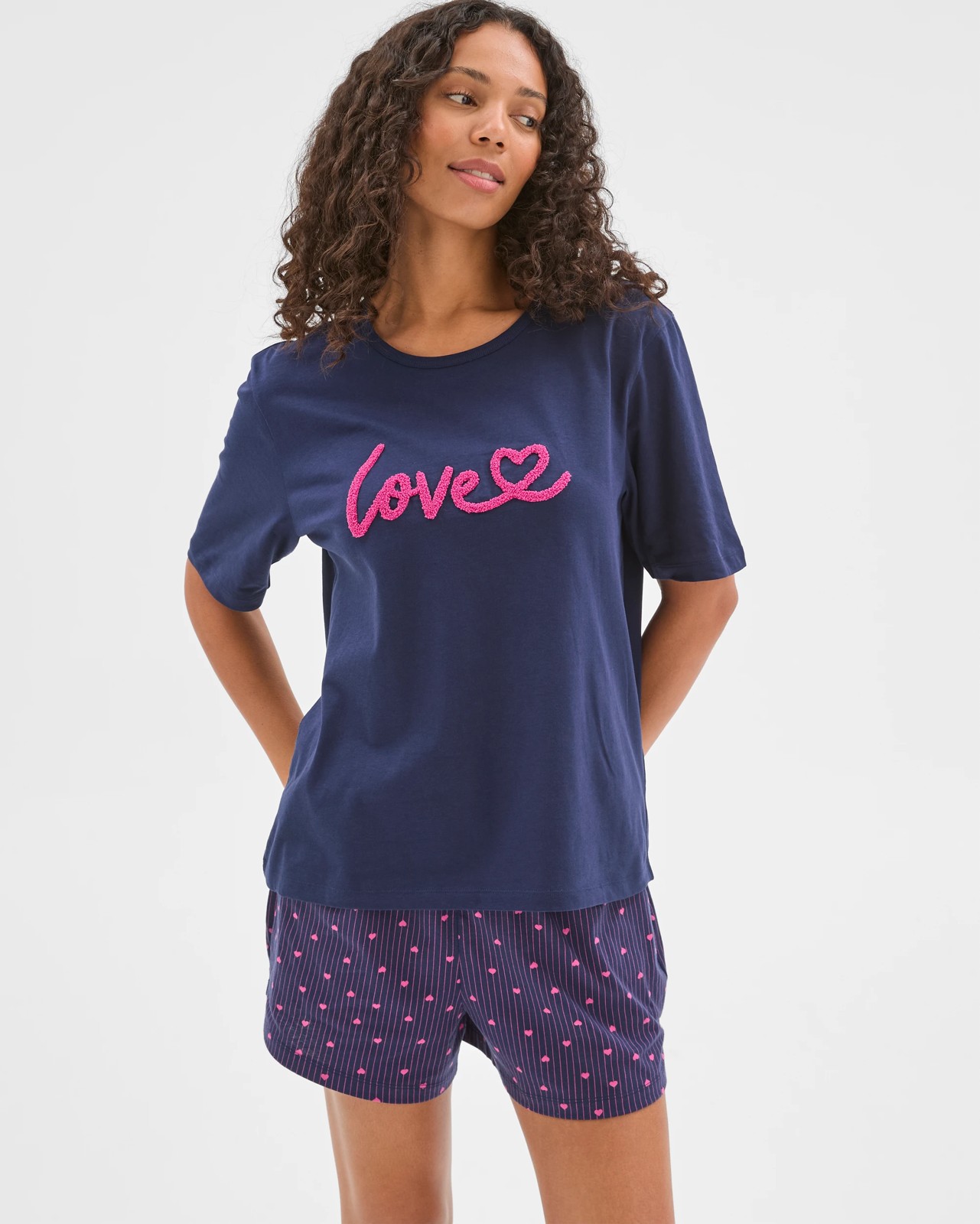 Australian Cotton Jersey Sleep T-Shirt - Heart Blue 2 of 5