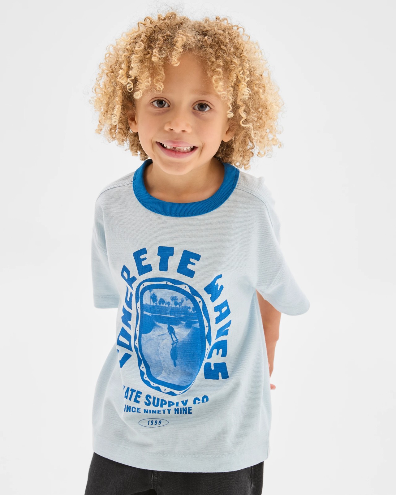 Australian Cotton Print T-shirt - Concrete Waves Blue 2 of 5