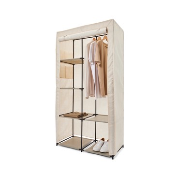 Linen Look Covered Wardrobe, Beige - Anko