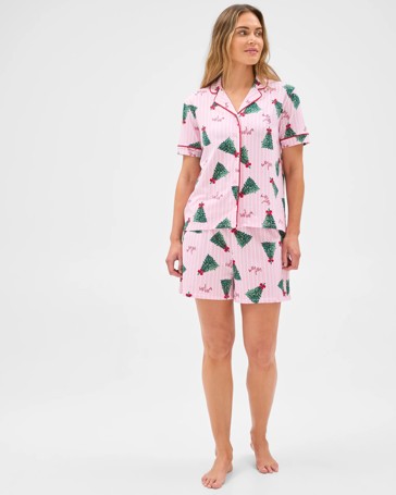 Australian Cotton Christmas Holly Jolly Short Pyjama Set