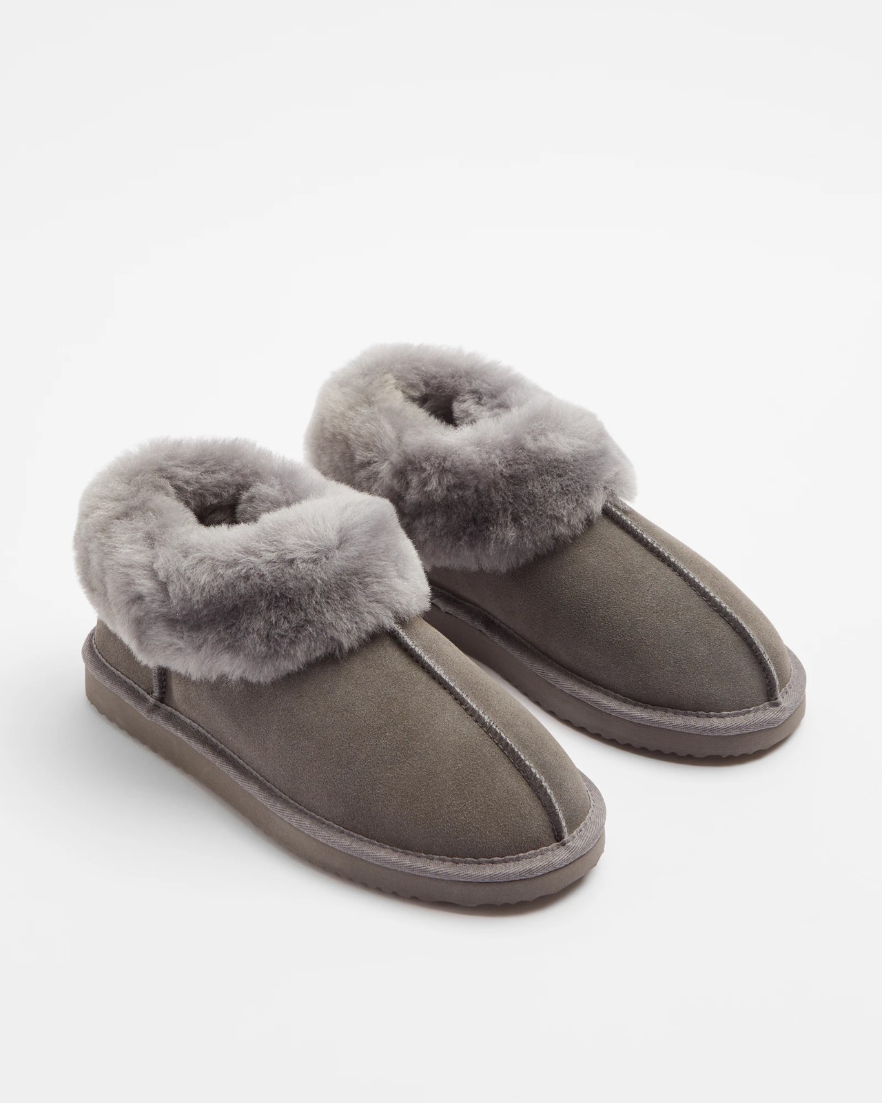 Womens Sheepskin and Leather Closed Slipper - Grey | Target Australia