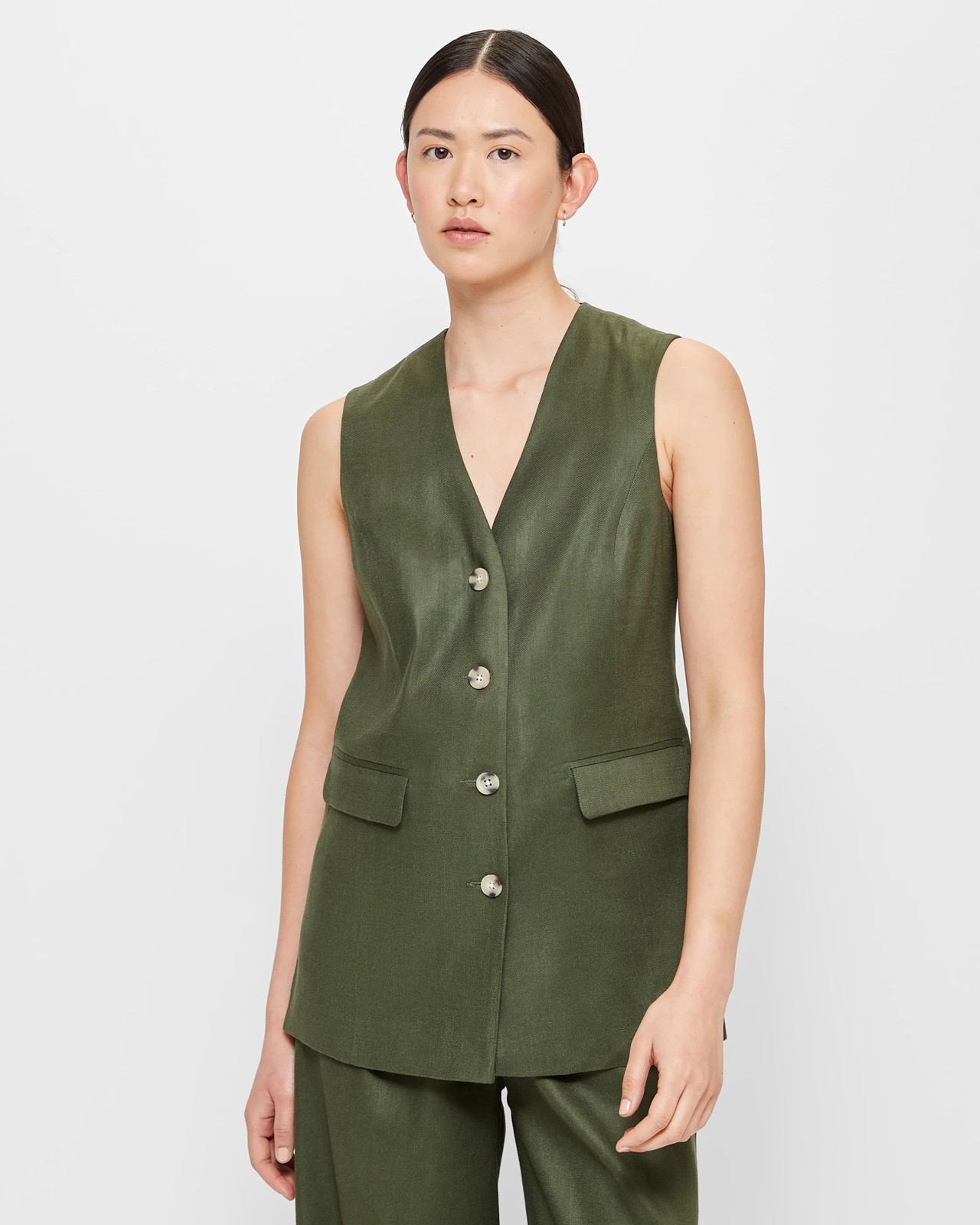 Stretch Linen Suit Vest