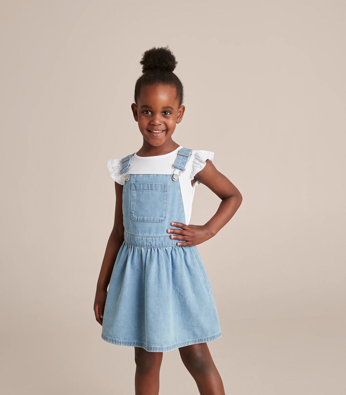 Girls 3-7 Denim Dungaree Dress