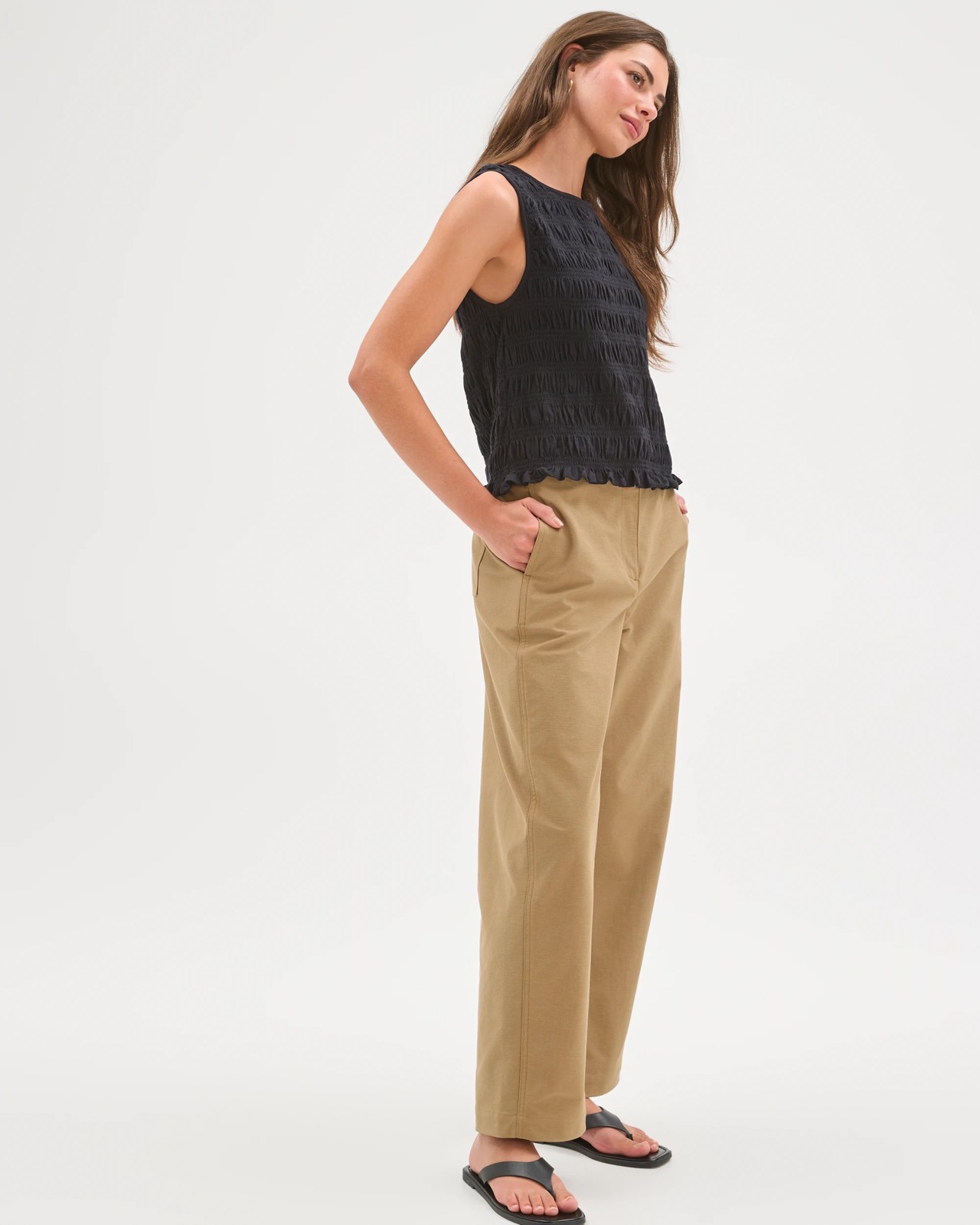 Petites Forward Seam Barrel Leg Pants - Elm 3 of 6