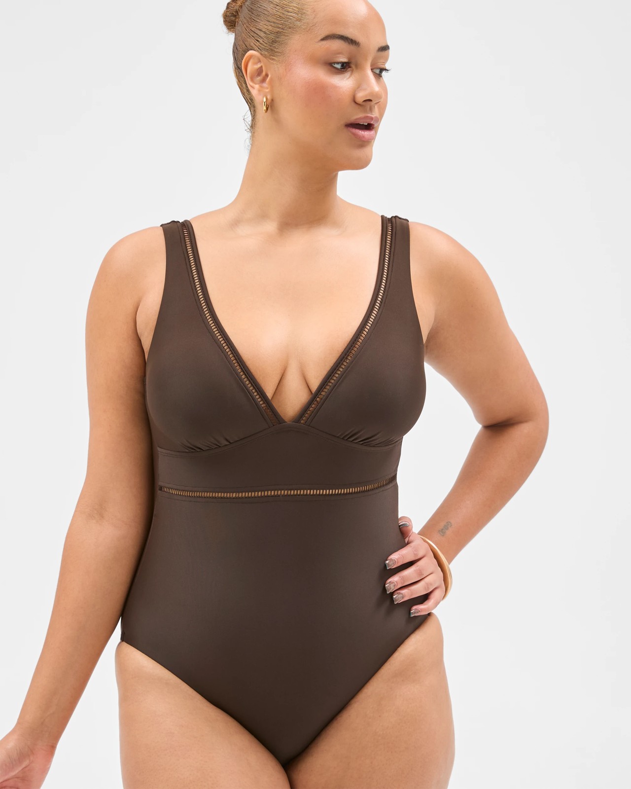 Shape Your Body Resort Ladder Trim One Piece Swimsuit - Cocoa 5 of 5
