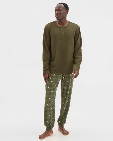 Maxx Australian Cotton Blend Waffle Henley Sleep Top