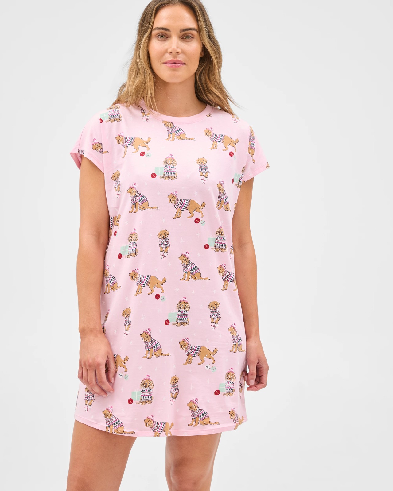 Australian Cotton Rich Merry Woofmas T-Shirt Nightie 2 of 5