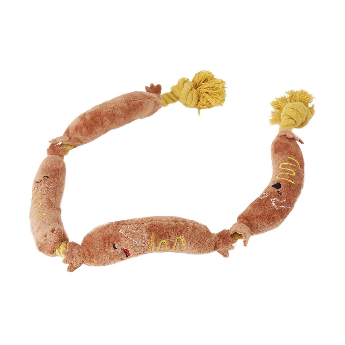 Sausage on a rope best sale dog toy