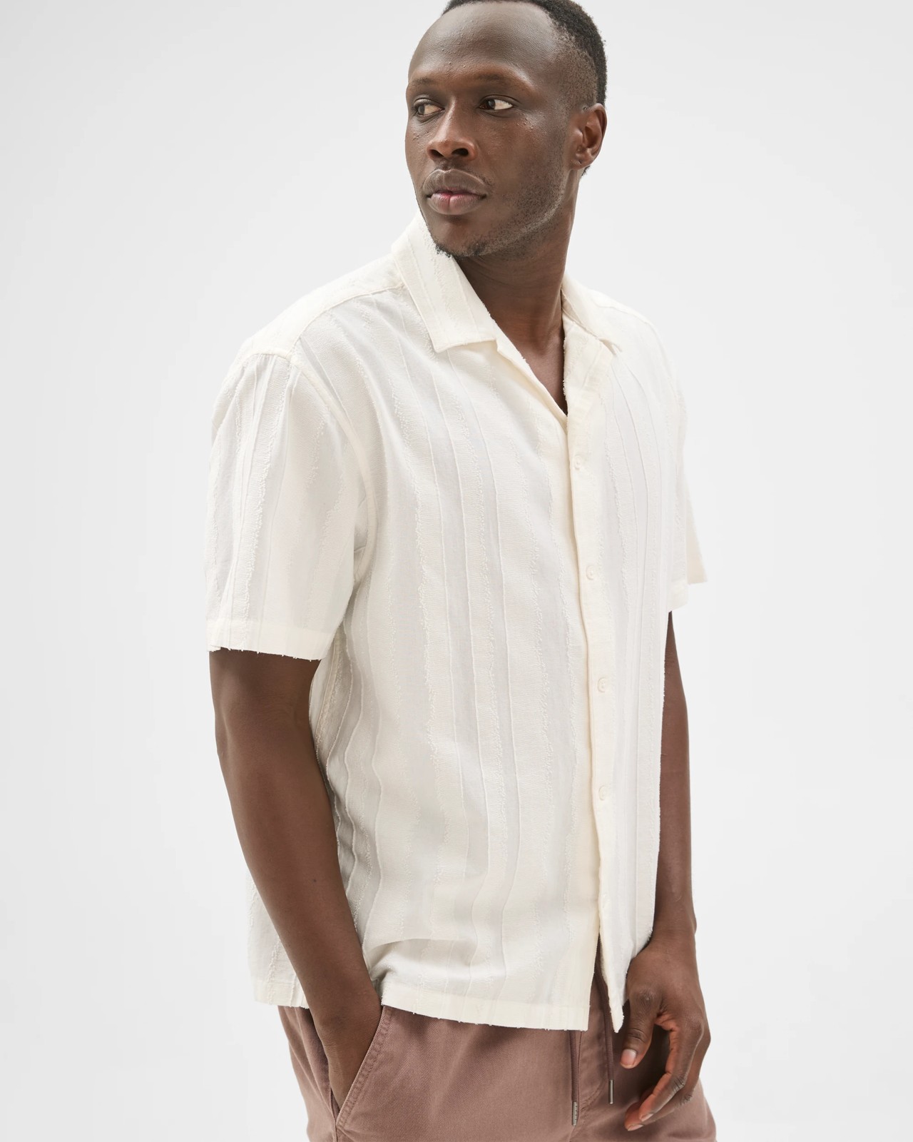 Commons Cotton Burnout Short Sleeve Shirt - Cloud White 4 of 6