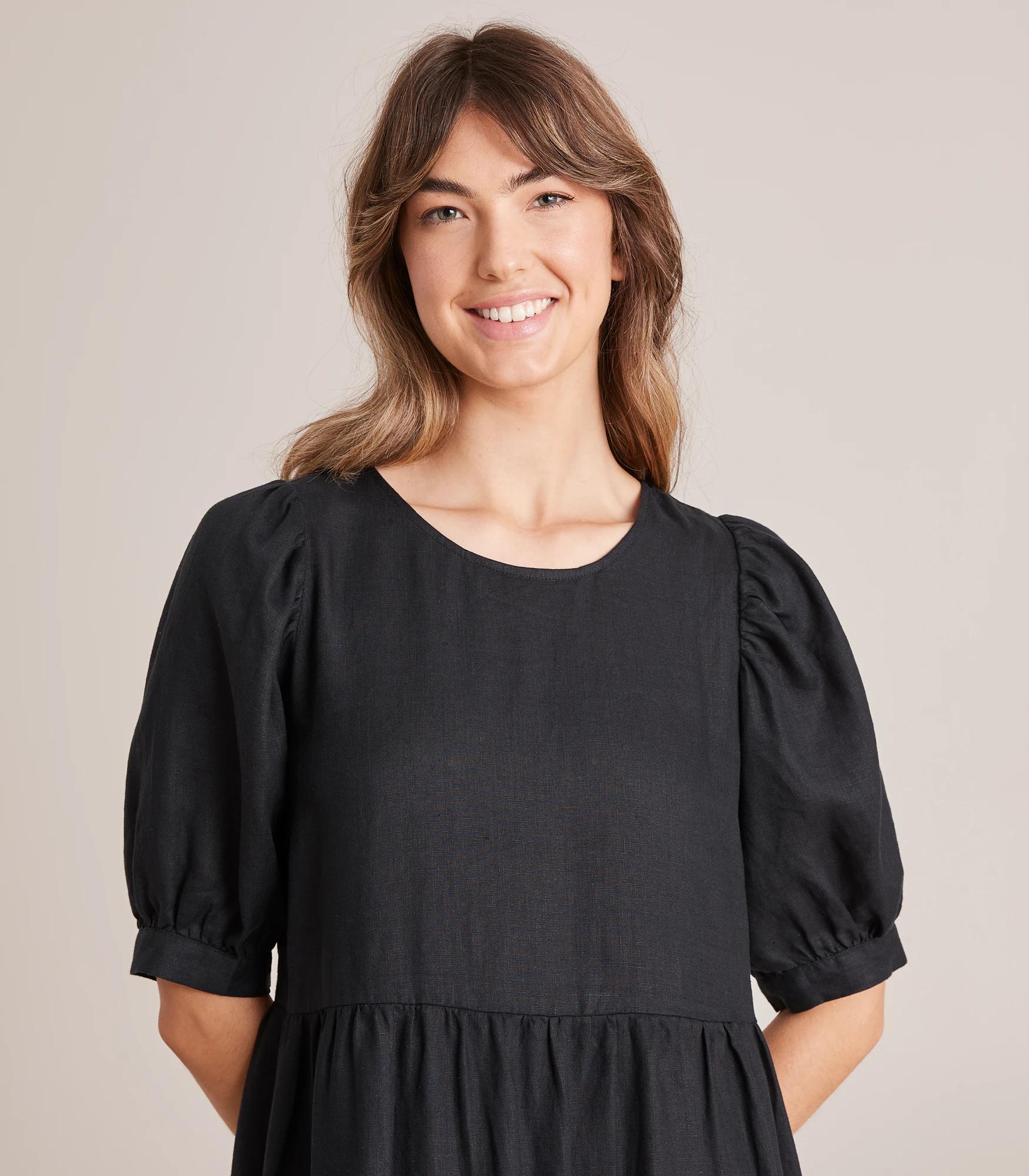target linen tiered dress European Linen Tiered Midi Dress