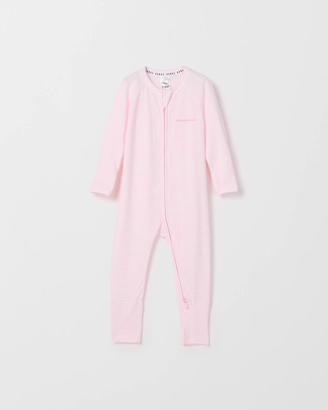 Bonds Baby Stripe Zip Wondersuit Coverall - Pink/White Stripe 4 of 5