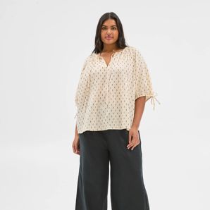 Plus Size Puff Sleeve Dobby Blouse product image