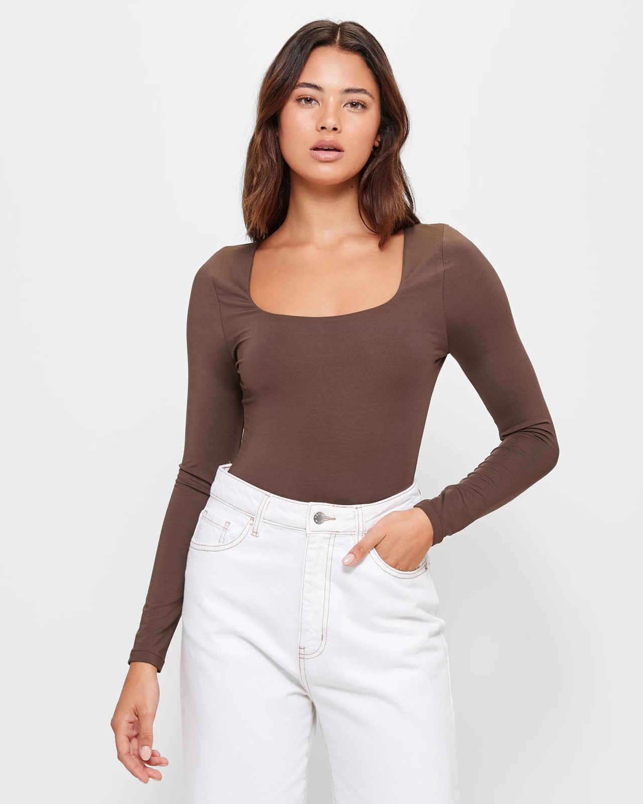 Chocolate Brown Bodysuit Long Sleeve