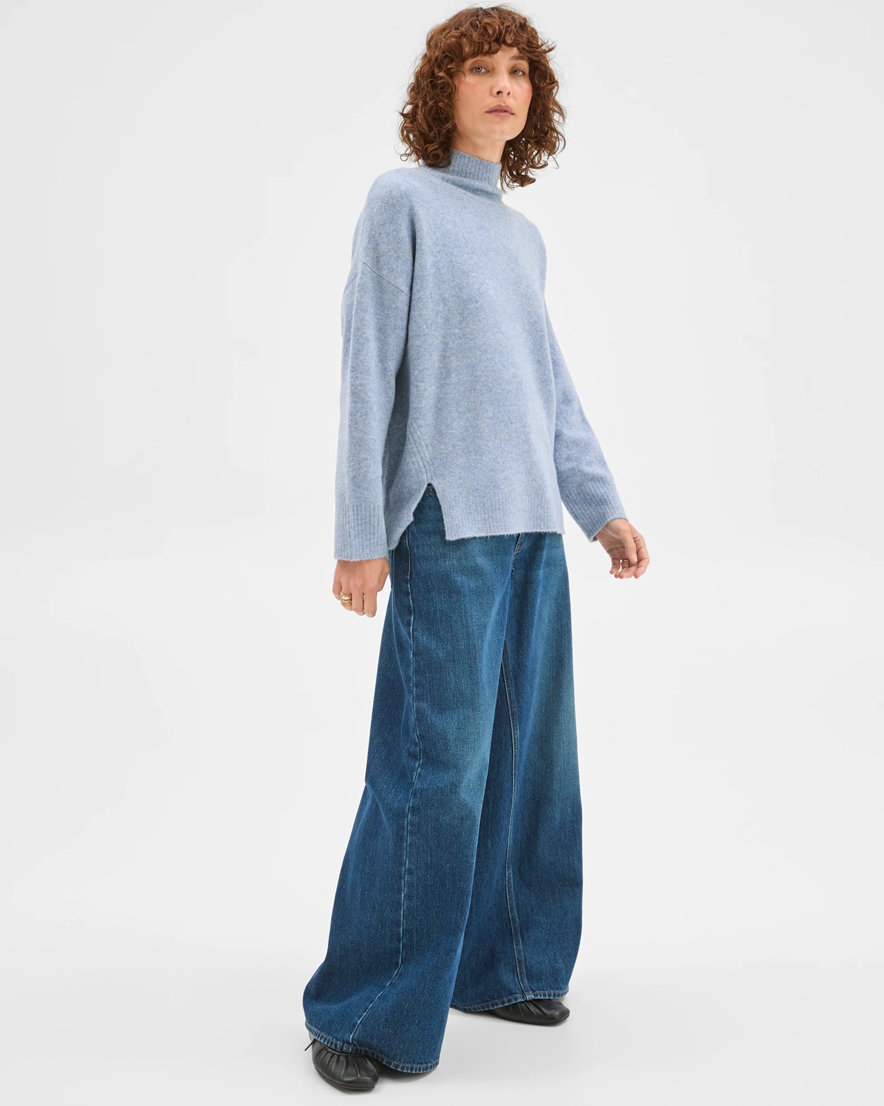 Super Soft Mock Neck Sweater - Mid Blue Marle 4 of 6