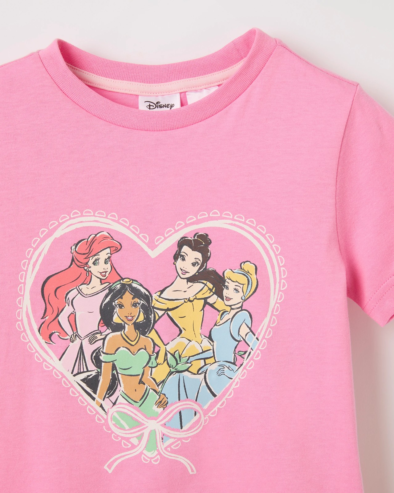 Disney Organic Cotton 2 Pack Younger Girls Pyjama Set - Pink/White Princesses 4 of 5