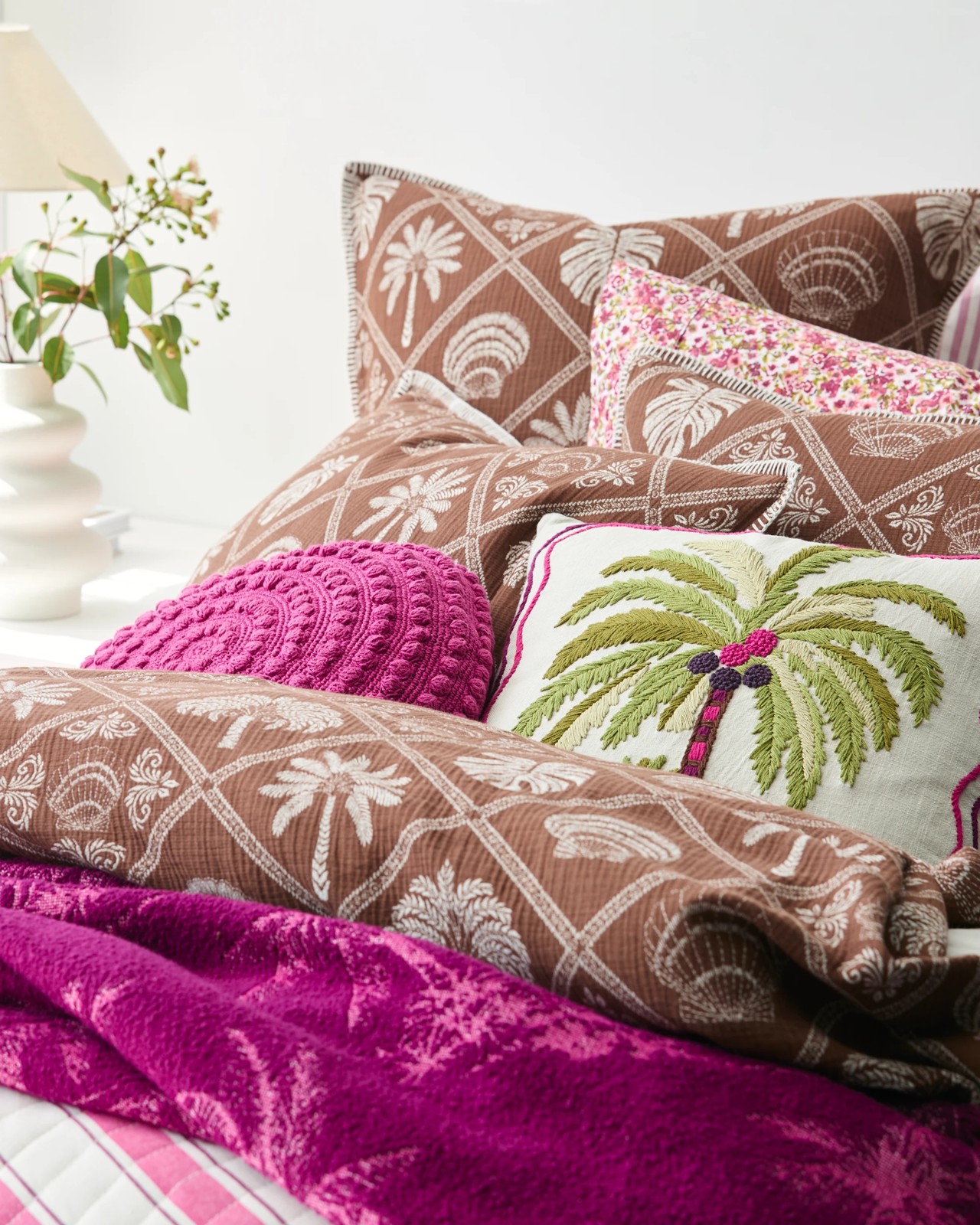 Alexandra Jacquard Palm Cotton Quilt Cover Set 3 of 6