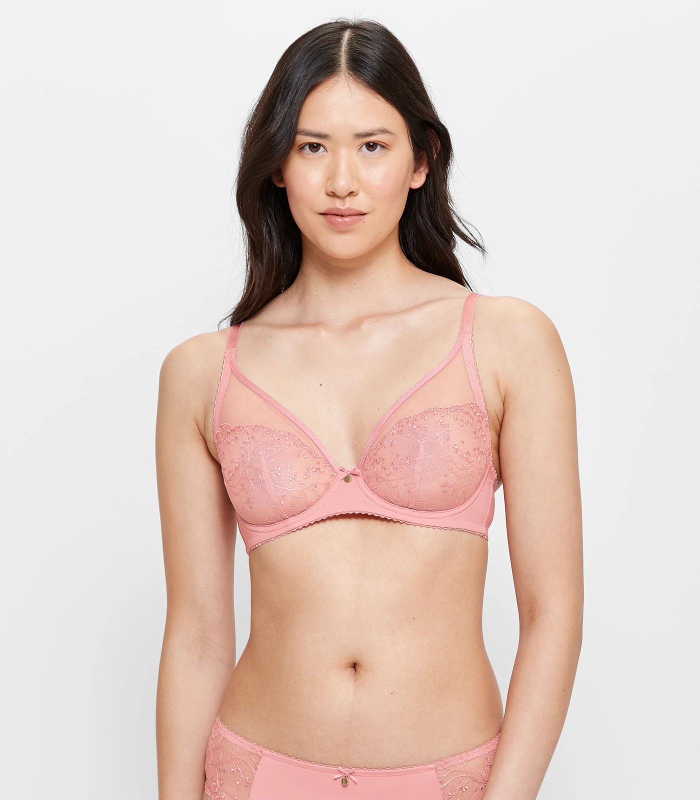 Embroidered Plunge Soft Cup Bra - Preview - Rose Elegance