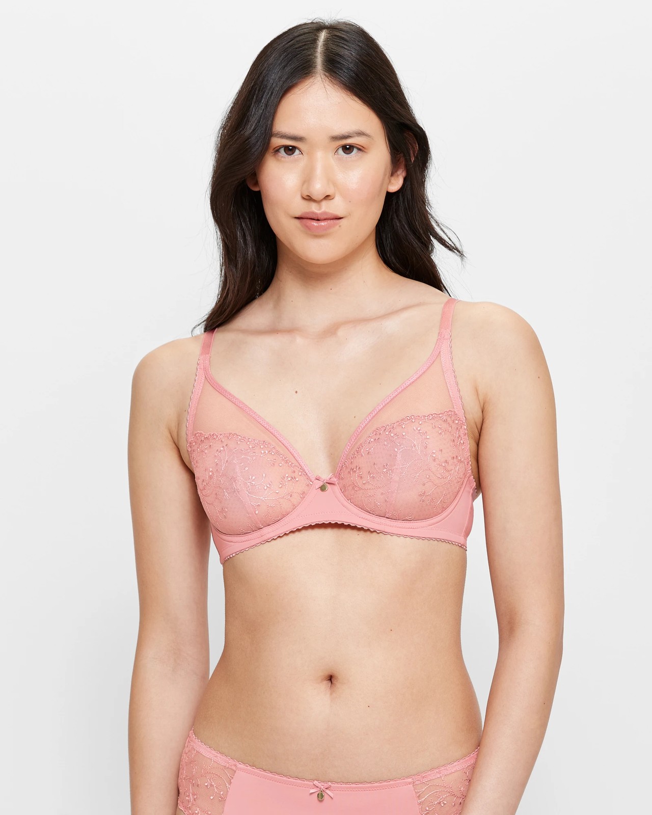 Embroidered Plunge Soft Cup Bra - Preview - Rose Elegance