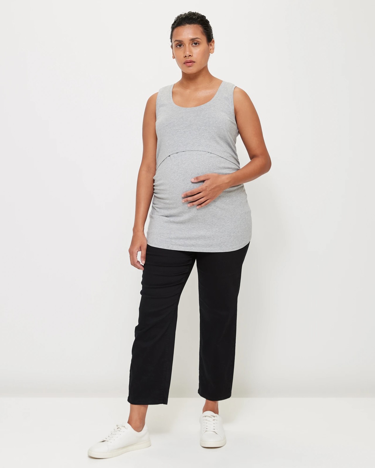 Maternity Organic Cotton Nursing Tank Top - Grey