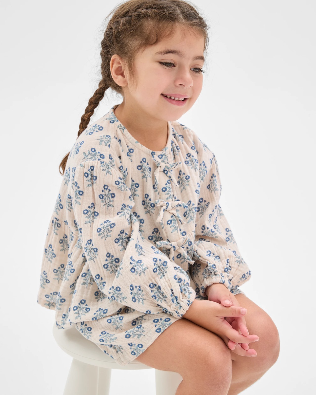 Woven Top and Shorts 2 Piece Set - Blue Stamp 3 of 5