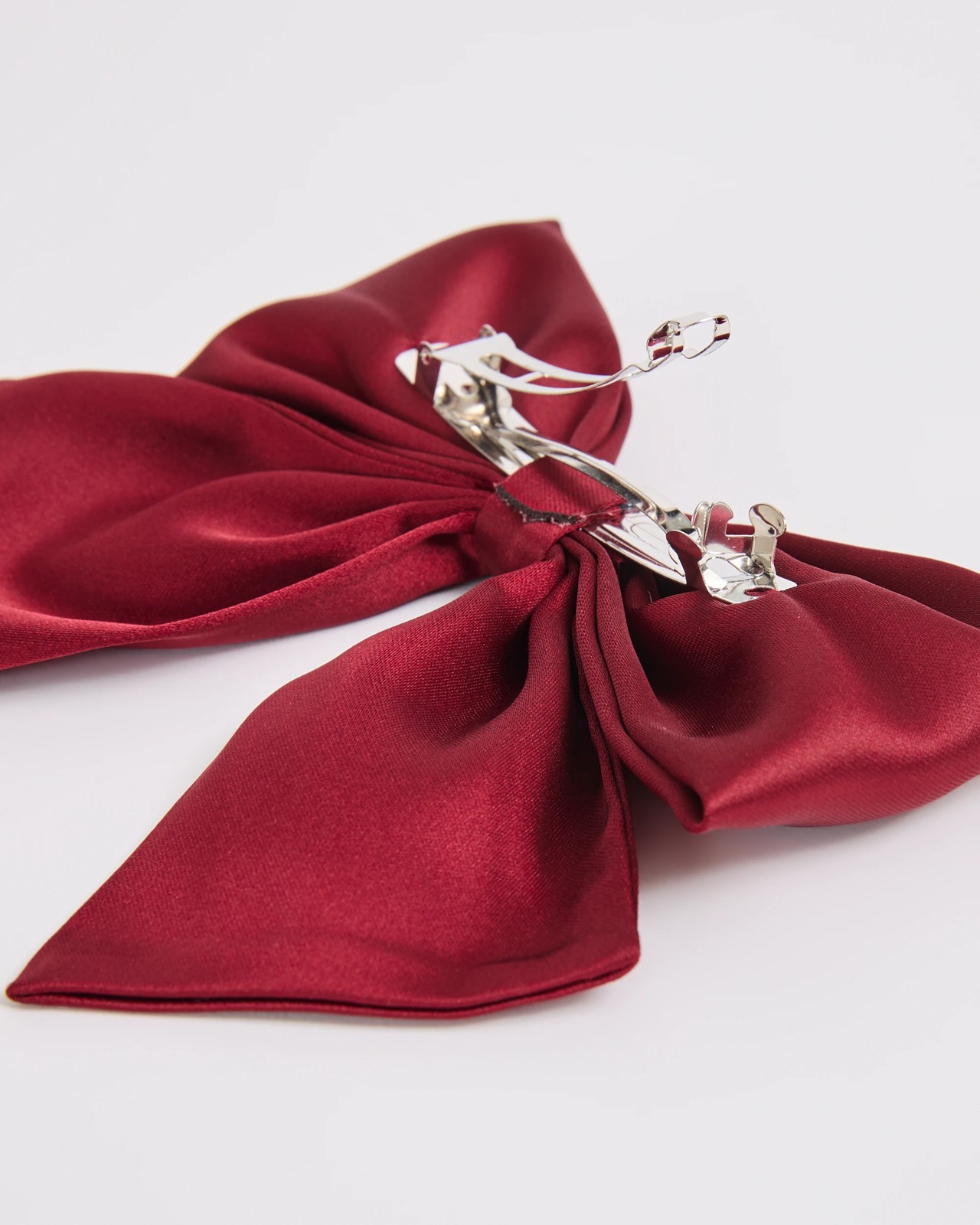 Satin Bow Barette Hair Clip - Red 2 of 2