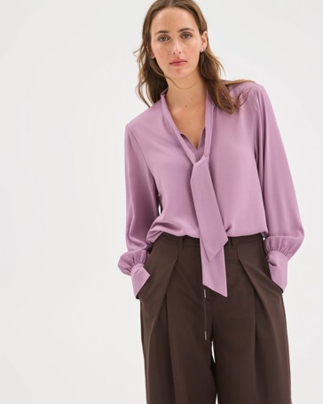 Preview Long Sleeve Tie Neck Blouse