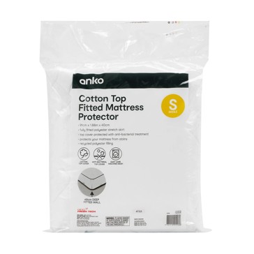 Cotton Top Fitted Mattress Protector, Single Bed - Anko