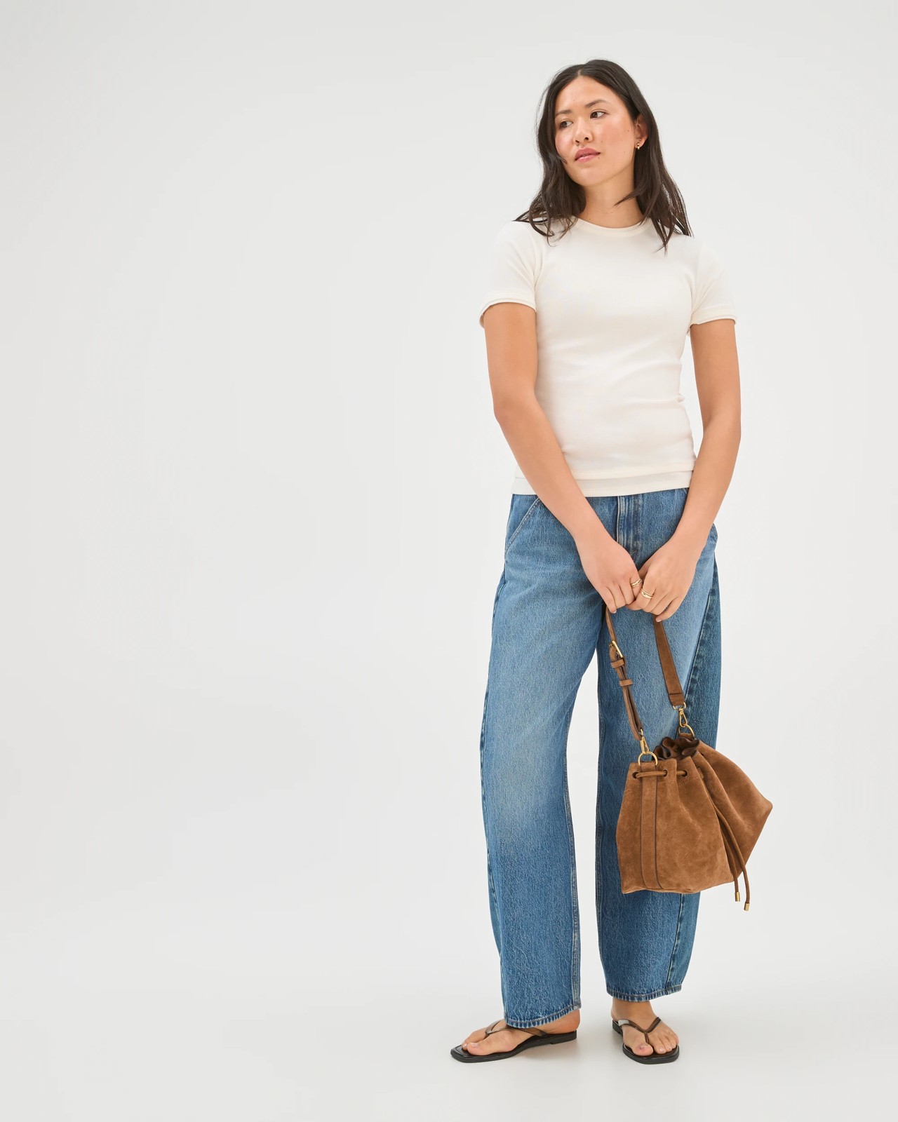 Soft Touch Double Layer Fitted T-Shirt - Cloud Dancer 5 of 5