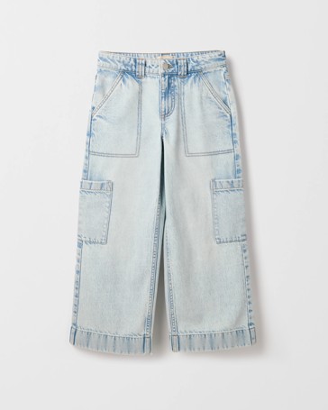 Denim Cargo Wide Leg Jeans