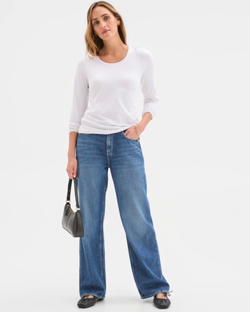 Australian Cotton Long Sleeve Stretch Crew T-Shirt