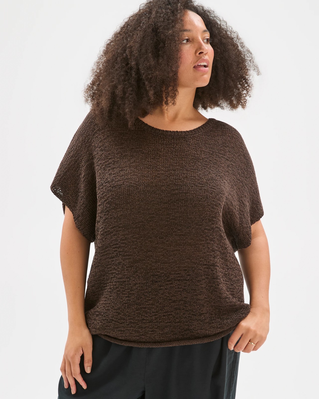 Plus Size Australian Cotton Blend Tape Yarn Knit T-Shirt 4 of 6