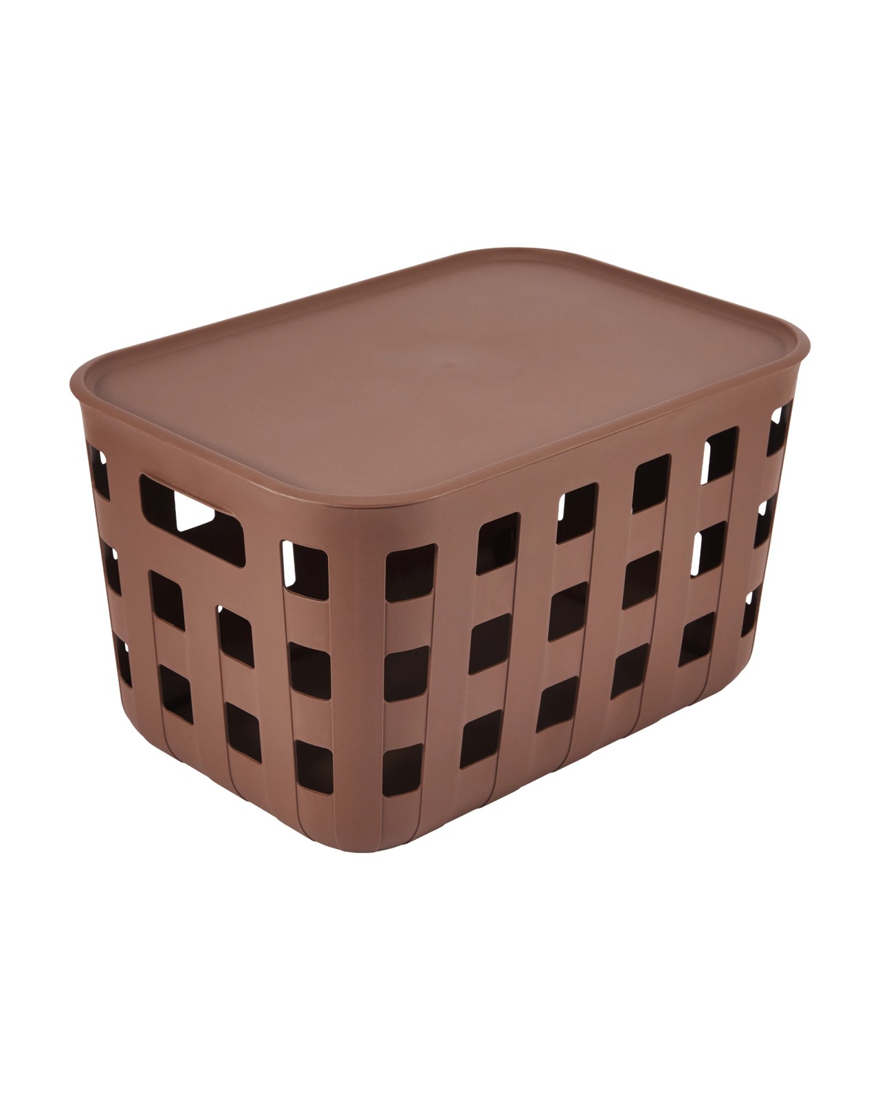 18L Rectangle Trellis Basket with Lid, Chocolate - Anko 2 of 6