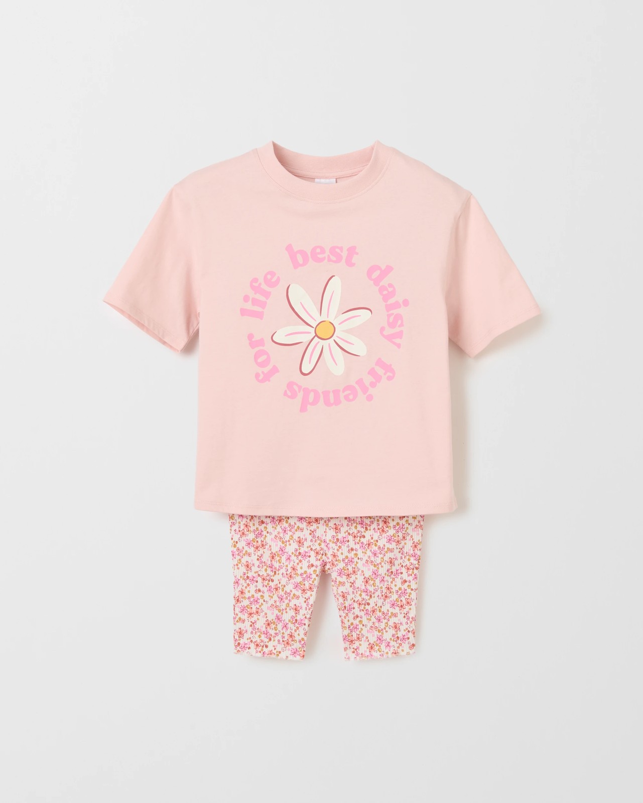Australian Cotton Blend T-Shirt and Bike Shorts Set - Daisy Pink Multi 6 of 6